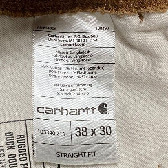 Carhartt RUGGED FLEX 38x30 Straight Fit Duck Double Front Tapered Utility Pants - Picture 10 of 10